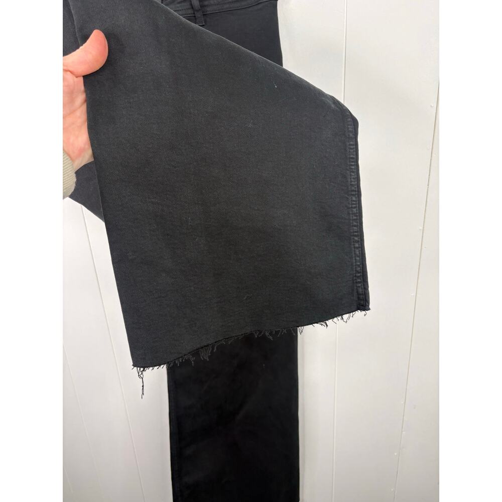 Zara Black High Rise Wide Leg Jeans Size 8 Raw Hem - Picture 5 of 8